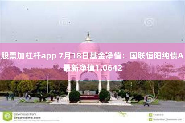 股票加杠杆app 7月18日基金净值：国联恒阳纯债A最新