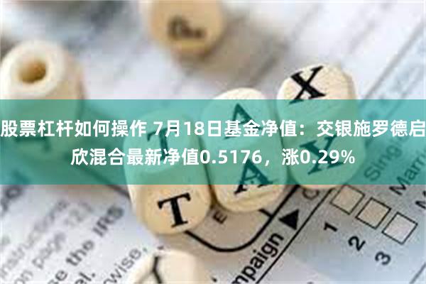 股票杠杆如何操作 7月18日基金净值：交银施罗德启欣混合最新净值0.5176，涨0.29%