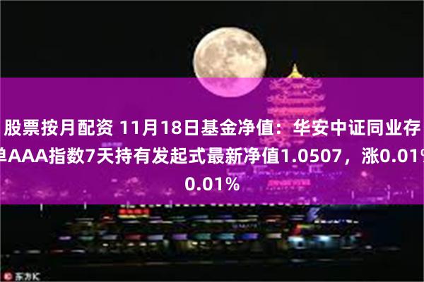 股票按月配资 11月18日基金净值：华安中证同业存单AAA指数7天持有发起式最新净值1.0507，涨0.01%