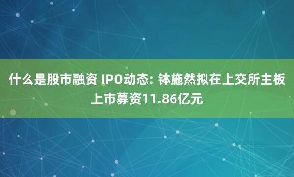 什么是股市融资 IPO动态: 钵施然拟在上交所主板上市募资11.86亿元