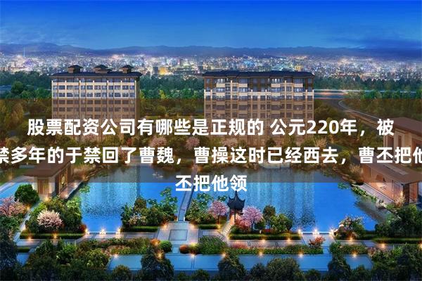 股票配资公司有哪些是正规的 公元220年，被囚禁多年的于禁回了曹魏，曹操这时已经西去，曹丕把他领